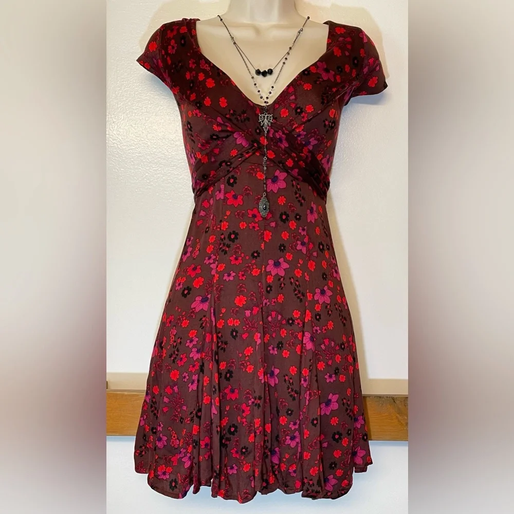 Free People “It Takes Two” Wrap Dress in Plum Combo Mini Dress (M) - Picture 6 of 11